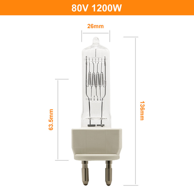 80V 1200W 230v 1000w Lampa halogenowa G22 Dwupinowa żarówka halogenowa