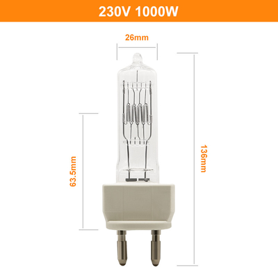 Wyświetlacz fotograficzny Lampa halogenowa z pojedynczą końcówką 230 V 1000 W Lampa kwarcowa Żarówki G22