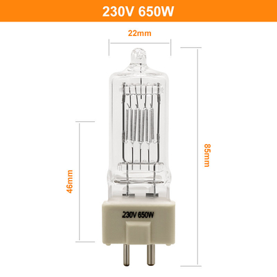 16250lm Halogenowa żarówka sceniczna GY9,5 650W 230V Halogenowa lampa kwarcowa Żarówka teatralna Spotlight